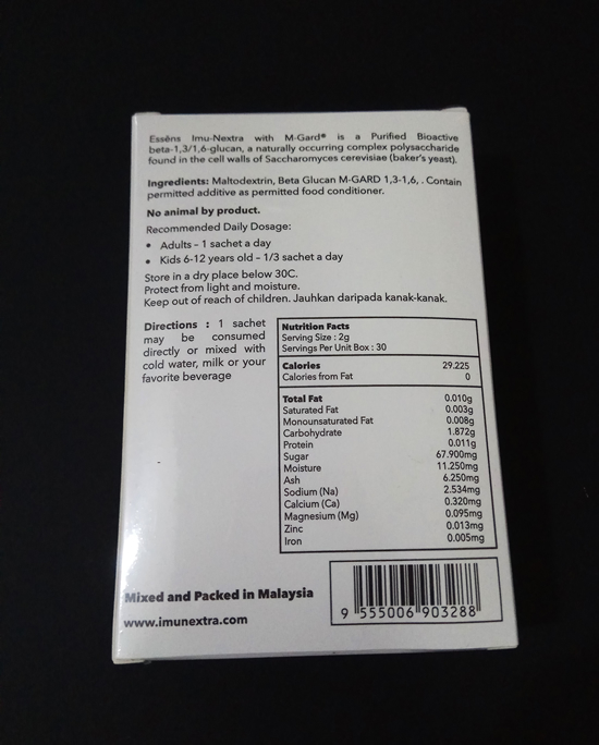 essen imu-nextra beta glucan ingredients